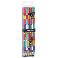 Набор карандашей ч/г Berlingo 'Color Block' 12шт., HB, круглый, заточен., с ластиком, ассорти, PET-б