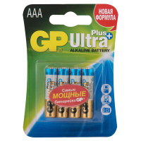 Батарейка Gp Ultra Plus AAA LR03, 1.5В, алкалиновая, 4шт/уп