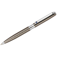 Ручка шариковая Delucci 'Taglia' синяя, 1,0мм, корпус оружейный металл/серебро, с кристалл, подар.уп