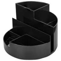 Подставка-органайзер BRAUBERG ROUND, 6 отделений, 130х130х90 мм, черная, 238100, ОР05