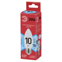 Лампа светодиодная ЭРА, 10(70)Вт, цоколь Е27, свеча, нейтральный белый, 25000 ч, ECO LED B35-10W-400