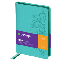 Ежедневник датированный Berlingo Starlight S зеленый, A5, 184 листа, под кожу, металлик срез, 2024