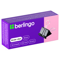 Зажимы для бумаг Berlingo 32мм, черные, 12 шт/уп
