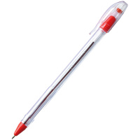Ручка шариковая Crown Oil Jell красная, 0.7мм, прозрачный корпус