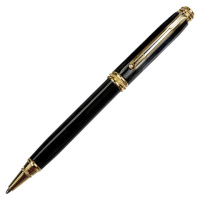 Шариковая ручка автоматическая Galant Black синяя, 0.7мм, черный/золотой корпус