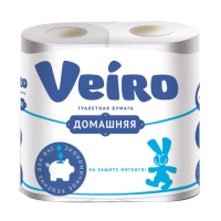 Туалетная бумага Veiro Домашняя без аромата, белая, 2 слоя, 4 рулона, 120 листов, 15м