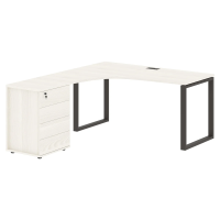 Стол эргономичный с тумбой EQCET 1518(L) Ясень Траун/Мокко 1560х1880х750 EDIS