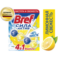 Освежитель для унитаза Bref Сила-актив лимон, 51г, подвесной блок
