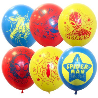 Воздушные шары Патибум Человек-Паук 30см, шелк ассорти, 5шт, 5шт