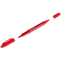 Маркер перманентный Officespace красный, 0.8-2мм, пулевидный наконечник, двухсторонний