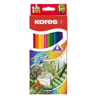 Набор акварельных карандашей Kores 12 цветов, трехгранные, с точилкой, 93812