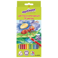 Карандаши цветные ЮНЛАНДИЯ 'В ГОСТЯХ У БУКАШЕК', 12 цветов, классические заточенные, 181378