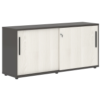 Шкаф низкий с дверьми купе ELC 1643 Ясень Траун/Черный/Мокко 1606х430х750 EDIS