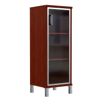 Шкаф-колонка средний Skyland Born B421.7, бургунди, 475х450х1286мм, со стеклом в раме, правый