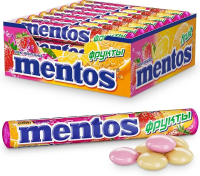 Драже жевательные Mentos Фрукты, 38г x 24 шт