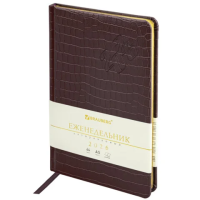 Еженедельник датированный 2026 А5 145х215 мм, BRAUBERG 'Comodo', под кожу, темно-коричневый, 117166