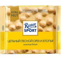 Шоколад Ritter Sport 100г Extra Nut с орехом и хлопьями, белый