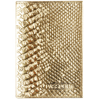 Обложка для паспорта OfficeSpace 'Питон', кожа, тиснение, золотой металлик