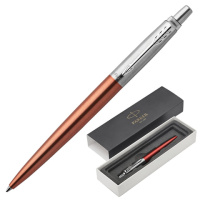 Шариковая ручка автоматическая Parker Jotter Essential M, оранжевый металлик/серебристый корпус, 195