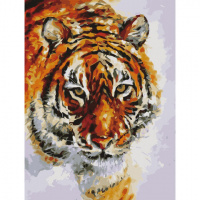 Картина по номерам 40х50 см, ОСТРОВ СОКРОВИЩ 'Тигр', на подрамнике, акриловые краски, 3 кисти, 66247
