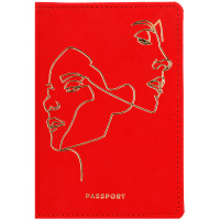 Обложка для паспорта OfficeSpace 'Life line', иск. замша, красный, тиснение фольгой