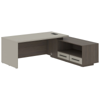 Стол руководителя с тумбой VCT 2119(R) Аметист/Дуб Сильвер 2100х1900х750 VELION