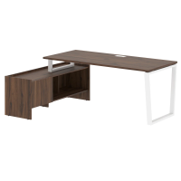 Стол с тумбой EVCT 19814 Дуб Денвер темный/Белый 1960х1400х750 EDIS