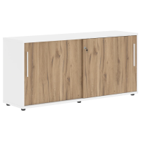 Шкаф низкий с дверьми купе ELC 1643 Дуб Денвер светлый/Белый/Белый 1606х430х750 EDIS
