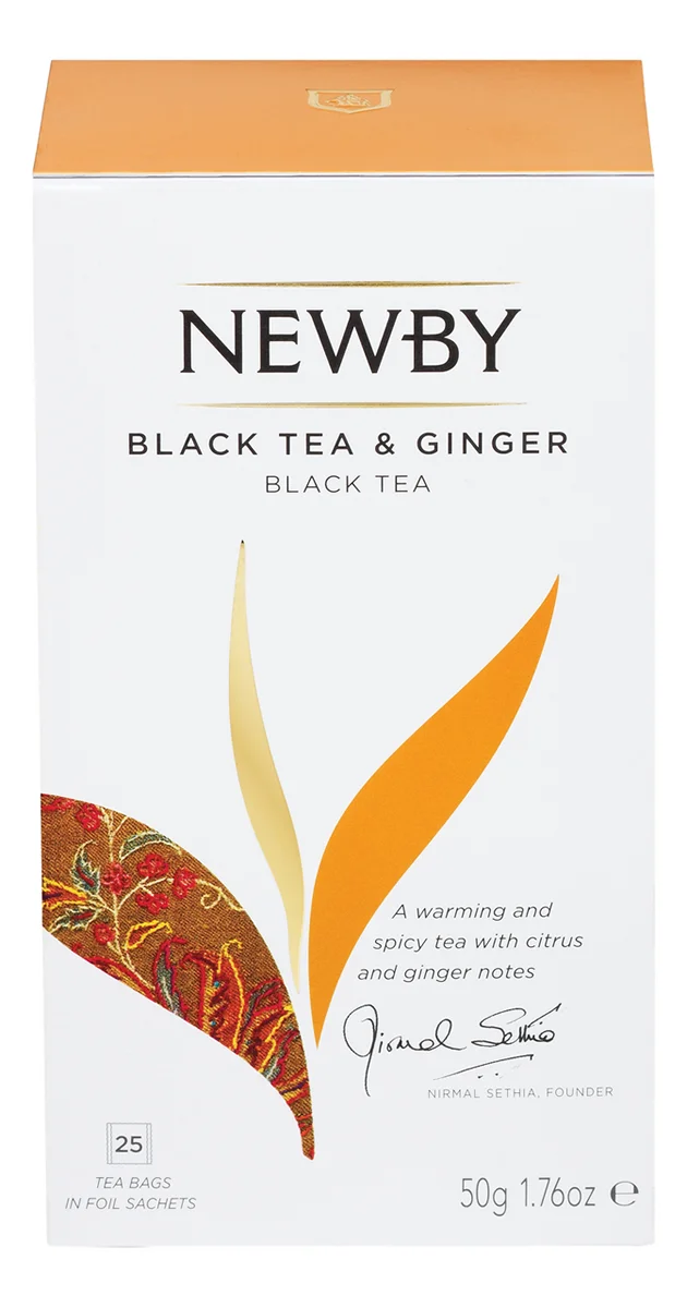 Чай черный Newby Имбирь пакетированный (2г x 25шт), 50г фото: Чай черный Newby Имбирь пакетированный (2г x 25шт), 50г