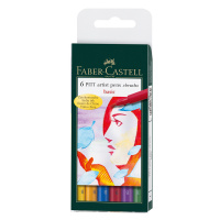 Набор ручек капиллярных Faber-Castell Pitt Artist Pen Brush Basic 6 цветов, B, корпус ассорти