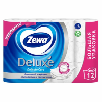 Туалетная бумага Zewa Deluxe 3 слоя, 12 рулонов, 18 м, белая