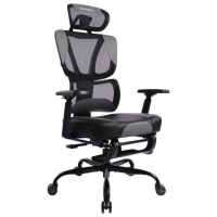 Кресло BRABIX PREMIUM 'Venom GM-530', подножка, синхромеханизм, экокожа/сетка, черное/серое, 532951