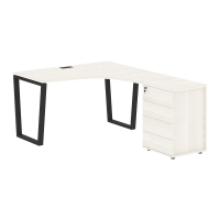 Стол эргономичный с тумбой EVCET 1318(R) Ясень Траун/Черный 1360х1880х750 EDIS