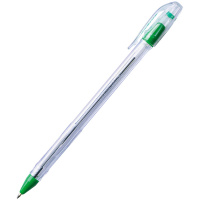 Ручка шариковая Crown Oil Jell зеленая, 0.7мм, прозрачный корпус