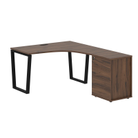 Стол эргономичный с тумбой EVCET 1318(R) Дуб Денвер тёмный/Черный 1360х1880х750 EDIS