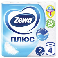 Туалетная бумага Zewa Плюс без аромата, белая, 2 слоя, 4 рулона, 184 листа, 23м