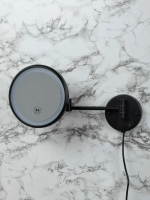 Зеркало Nofer Vanity d=20см, настенное с подсветкой, латунь/нержавеющая сталь, черное, увеличение х3, 08006.N