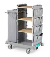 Тележка Green Hotel с держателем для 120л мешка TTS, панель с карманами, 0H003944