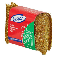 Губка для мытья посуды Luscan в металлизированной оплетке, 28х115х78мм, 2шт/уп