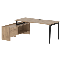 Стол с тумбой ELCT 19814 Дуб Денвер светлый/Черный 1960х1400х750 EDIS