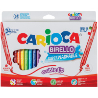 Фломастеры для рисования Carioca Birello 24 цвета, двухсторонние, смываемые