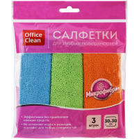 Салфетка хозяйственная Officeclean Стандарт 30х30см, микрофибра, 3шт/уп