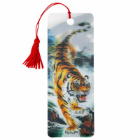 Закладка для книг Brauberg Бенгальский тигр, объемная с движением, шнурок-завязка