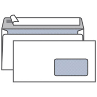 Конверт почтовый Курт E65 белый, 110х220мм, 80г/м2, 100шт, стрип, прав. окно