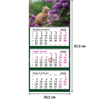 Календарь настенный 3-х блочный 2026 Attache, 305х675, Цветущая ветка, 80г