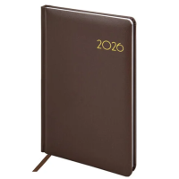 Еженедельник датированный 2026, А5, 145х215 мм, BRAUBERG 'Select', балакрон, коричневый, 117183