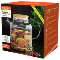 Чайник заварочный 1500 мл 'Бочонок', жаропрочное стекло, спиральное сито, DASWERK, 608645