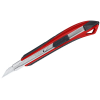 Нож канцелярский 9мм Berlingo 'Razzor 300', auto-lock, металл. направл., мягкие вставки, красный, ев