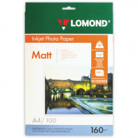 Фотобумага для струйных принтеров Lomond А4, 100 листов, 160 г/м2, матовая, 102005