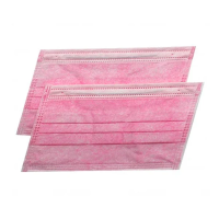 Маска защитная Safety розовая, 50 шт, пакет, 3-слойная, мелтблаун